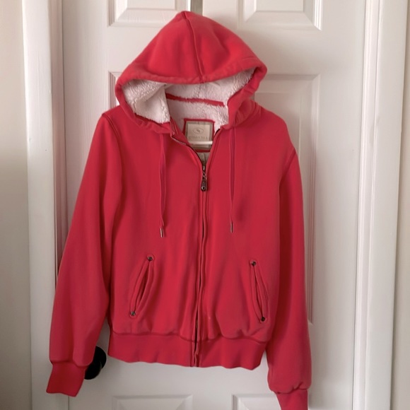 Green tea teddy lined zip up hoodie - Picture 1 of 5